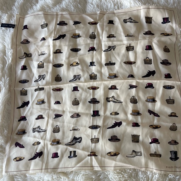 Ellen Tracy Cream Scarf with Hat Print